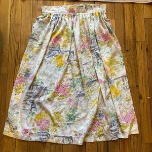 French watercolor Print Women's Skirt